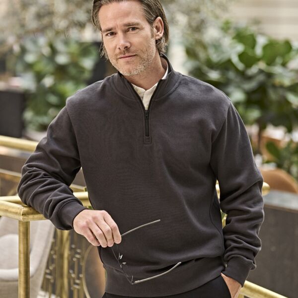 Tee Jays Ribbed Interlock Half Zip Sweatshirt Thumbnail