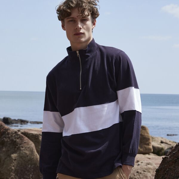 Front Row Front Row Panelled 1/4 Zip Neck Top FR006 Front Row Panelled 1/4 Zip Neck Top Thumbnail